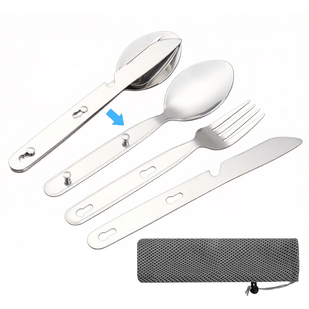3pcs/set Folding Spoon Fork Kn - đánh giá và giá Outdoor Camping Dining Set