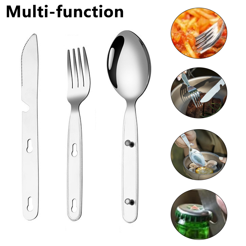 3pcs/set Folding Spoon Fork Kn - đánh giá và giá Outdoor Camping Dining Set