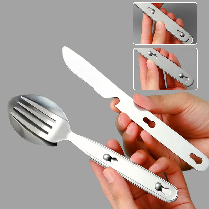 3pcs/set Folding Spoon Fork Kn - đánh giá và giá Outdoor Camping Dining Set