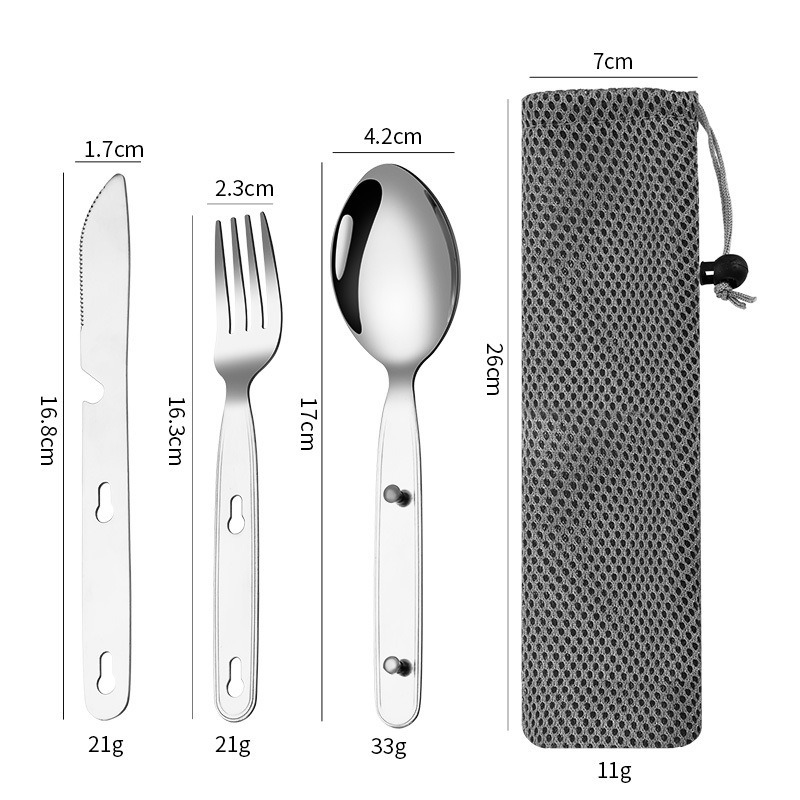 3pcs/set Folding Spoon Fork Kn - đánh giá và giá Outdoor Camping Dining Set
