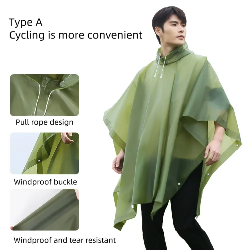 Reusable Raincoat with Drawstr - đánh giá và giá Camping Rain Poncho