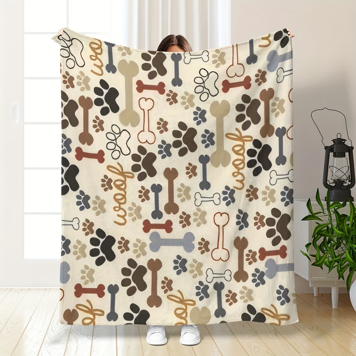 1pc Dog Paw And Bone Fleece Bl - đánh giá và giá Outdoor Camping Dog Bed